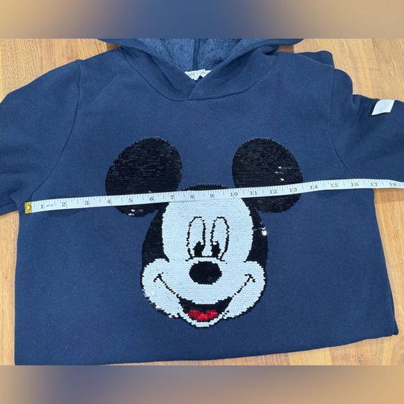 H&M Disney Sequin Mickey Mouse Hoodie Dress | Navy | Youth 14Y+ - Picture 3 of 7
